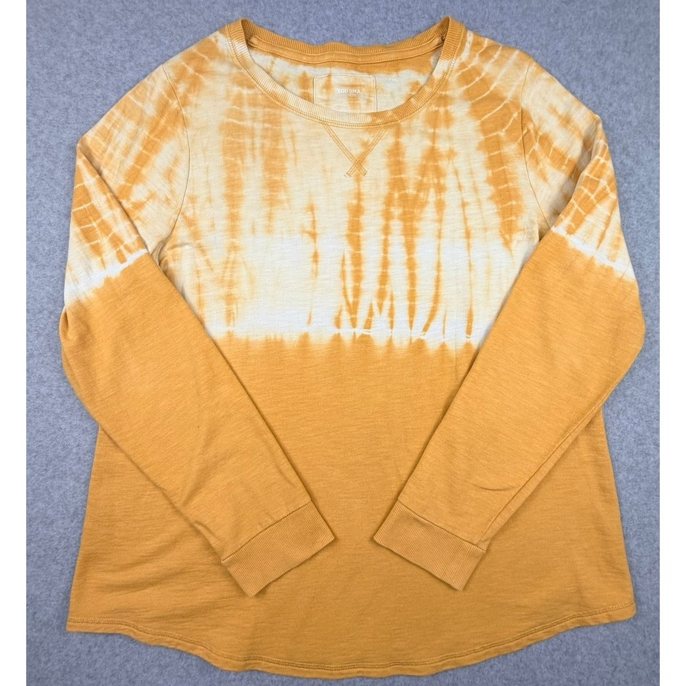 Tie Dye Sweatshirt Womens Large Mustard Yellow Long Sleeve